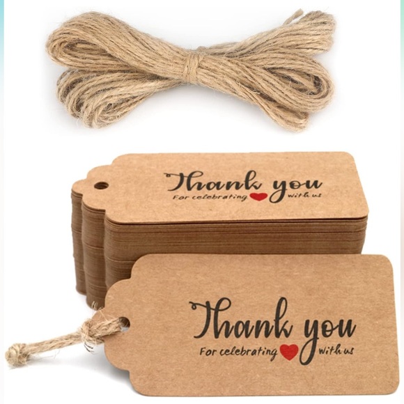 💛Craft “Thank You for Celebrating with Us❤️” Wedding & Paper Gift Tags W/Twine - Picture 10 of 10